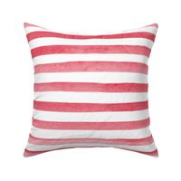 Large Scale Watercolor Stripes - Red on White