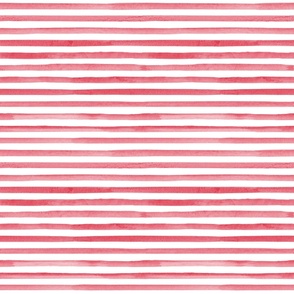 Medium Scale Watercolor Stripes - Red on White