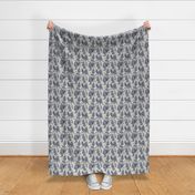 Small-Scale Bigfoot / Sasquatch Toile de Jouy in Blue