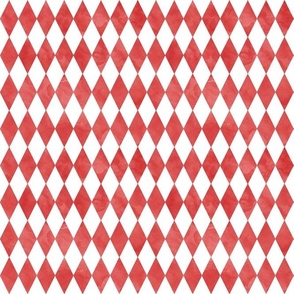 Medium Scale Watercolor Diamond Argyle Meet Me in Wonderland Red and White