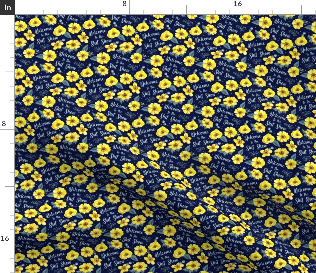 Small Scale Welcome to the Shit Show Yellow Floral on Navy