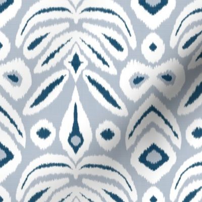 Soft Blue and Navy2 Bloom Ikat