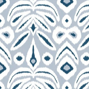 Soft Blue and Navy2 Bloom Ikat