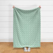 Small Scale Pandas and Tropical Leaves on Pale Mint Green