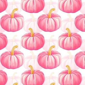 Cute Pumpkin Watercolor Pattern in Rose Pink and Gold Colors