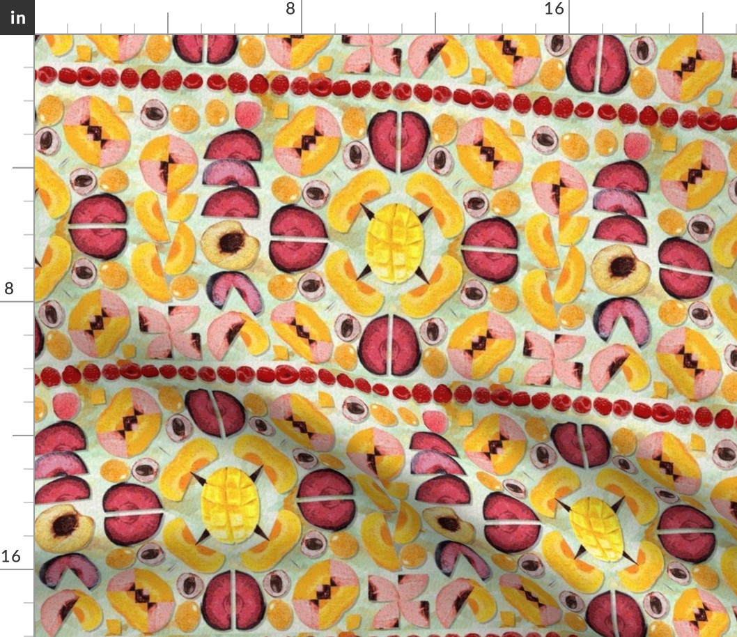 Stone Fruits on Fresh Cream Kaleidoscope