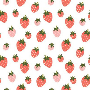 Strawberries -Red & Pink on White-small