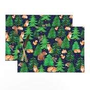 Large Scale Forest Animals and Trees on Navy