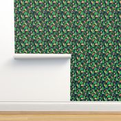 Medium Scale Forest Animals and Trees on Navy