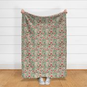 pink floral olive linen