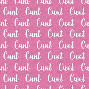 Medium Scale Cunt White Letters on Pink Textured Background