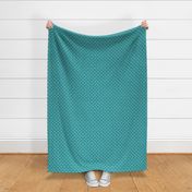 Small Scale Cunt White Letters on Teal Turquoise Linen Texture Background