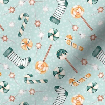 Medium Scale Christmas Fox Candy Coordinate Minty Green