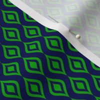 Smaller Scale Ikat Ogee Green on Navy