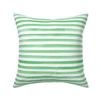 Medium Scale Watercolor Stripes - Green on White