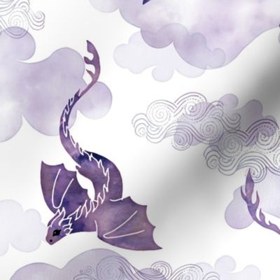 Dragons clouds purple small