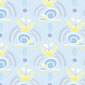 Elegant Snails in Blue and Yellow