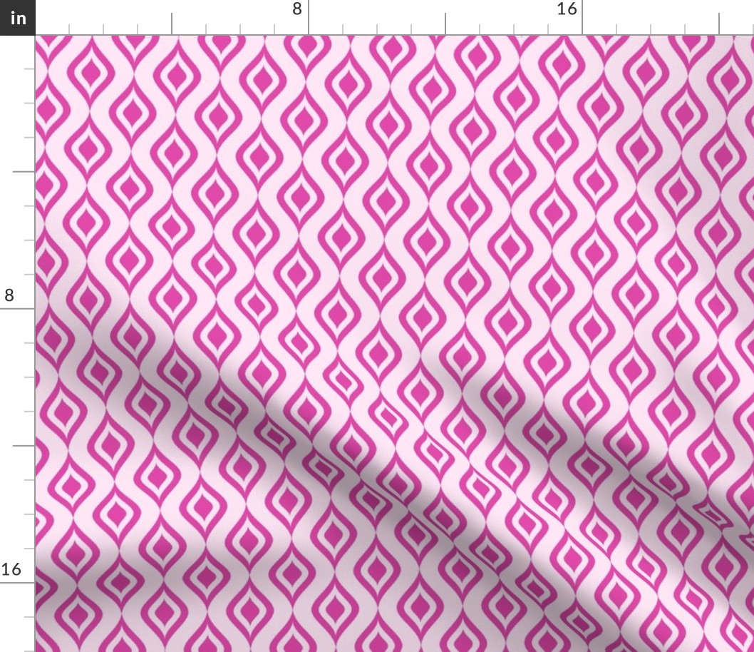 Bigger Scale Ikat Ogee Hot Pink on Pale Pink