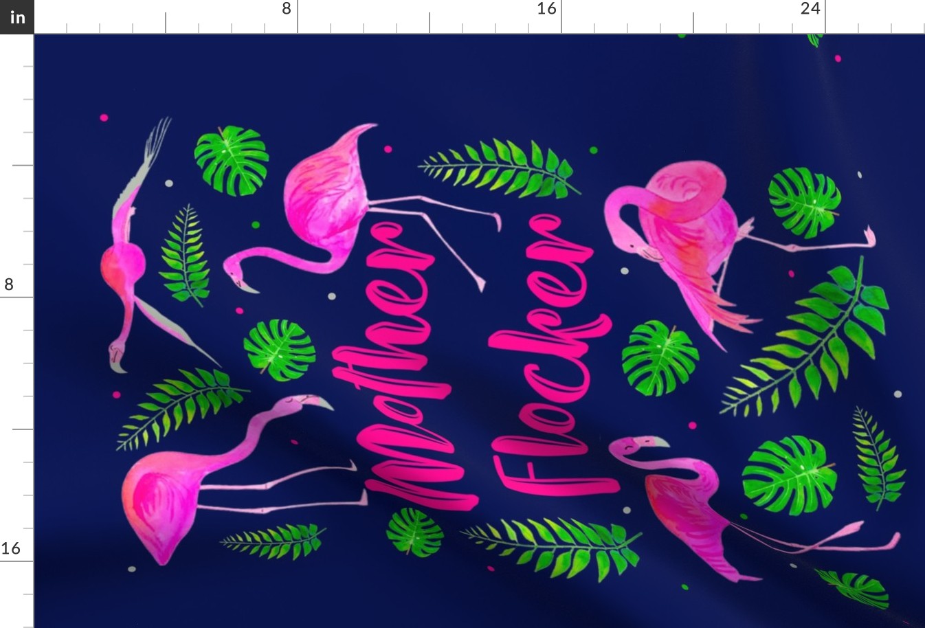 Sweary Fat Quarter Panel for Tea Towel or Wall Art Hanging Mother Flocker Flamingos