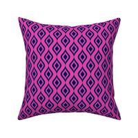 Bigger Scale Ikat Ogee Navy on Hot Pink