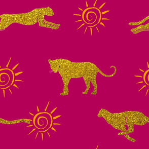 Sun,summer,cats,tigers,cheetah,boho art