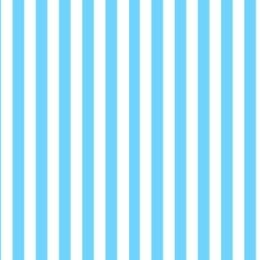 (S) Vertical Stripes 1:1.0 Cyan Sky Blue on White Size  S 