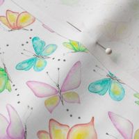Medium Scale Watercolor Butterflies on White
