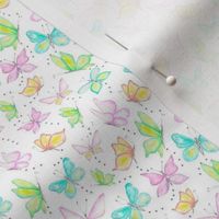 Small Scale Watercolor Butterflies on White