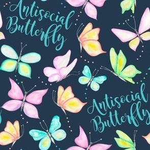 Medium Scale Antisocial Butterfly on Navy