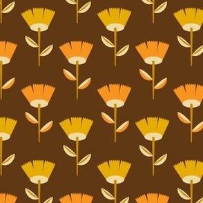 Scandi Flowers // Small Tulips on Brown