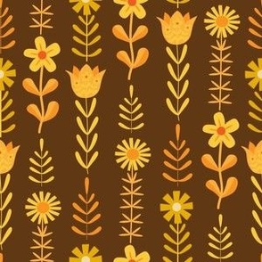 Scandi Flowers // Stripes on Brown