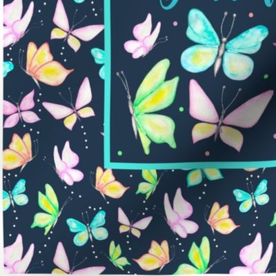 14x18 Panel Antisocial Butterfly on Navy for DIY Garden Flag Small Wall Hanging or Tea Towel