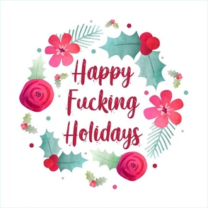 18x18 Panel Happy Fucking Holidays Sweary Sarcastic Christmas Humor for DIY Throw Pillow Cushion Cover Tote Bag