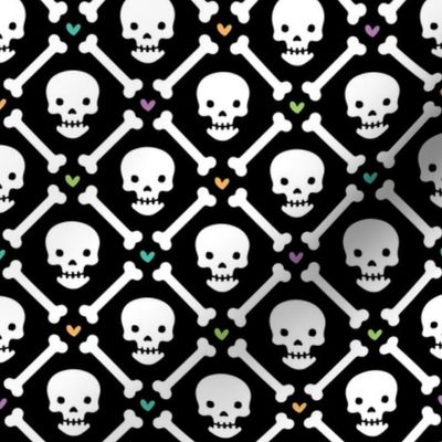Cute Skulls and Bones - Multi, Medium Scale