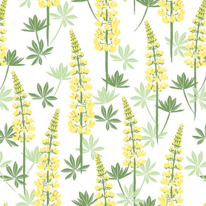 Lupine Fields - white yellow - large scale
