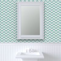Clam Shell Deco- Teal on Seashell White- Regular Scale