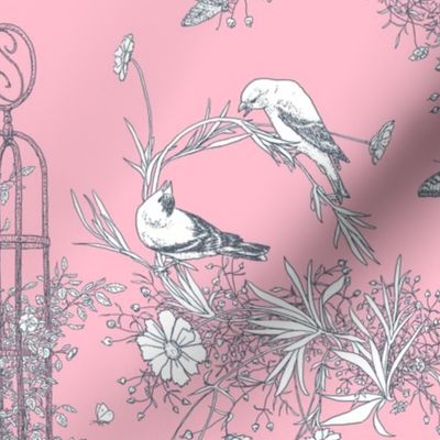 Pink and Gray Garden Toile Large ©2011 by Jane Walker