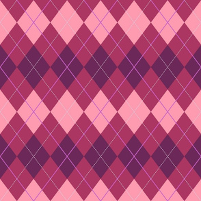 Argyle Pattern in Deep Red Pink and Purple