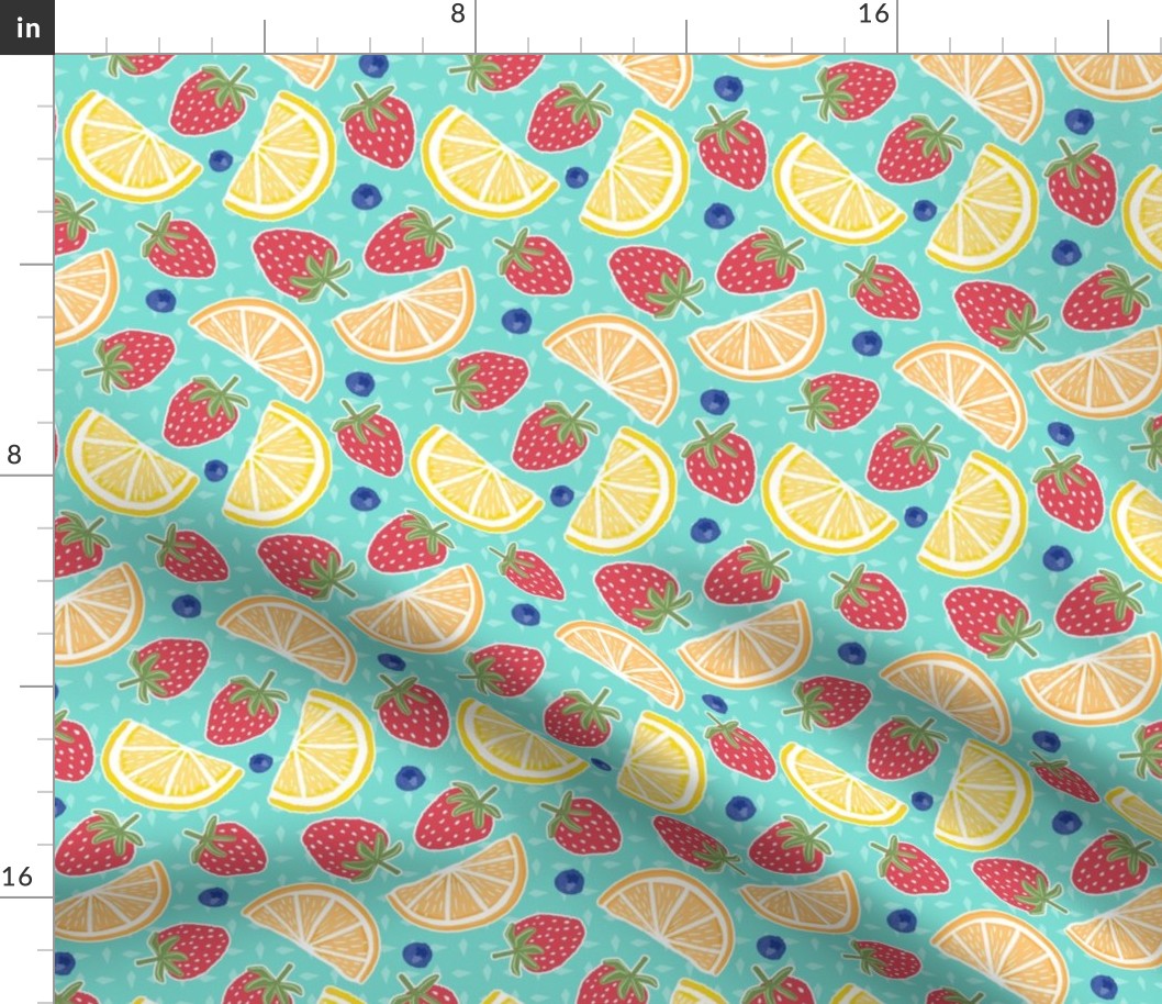 Fruit Berries and Citrus with diamond pattern