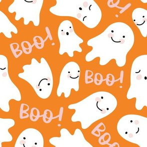Cute Lil Ghosts - Orange and Pink, Large Scale