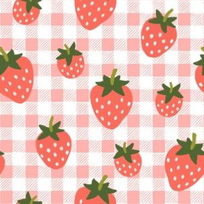 Strawberries on Berry Pink Gingham