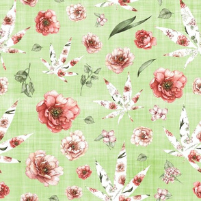 pink weed pale green linen