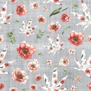 pink weed grey linen