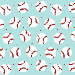 Baseball Dots - Red and White with Stars Large