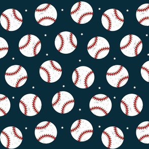 Baseball Dots - Red and White with Stars Large Navy