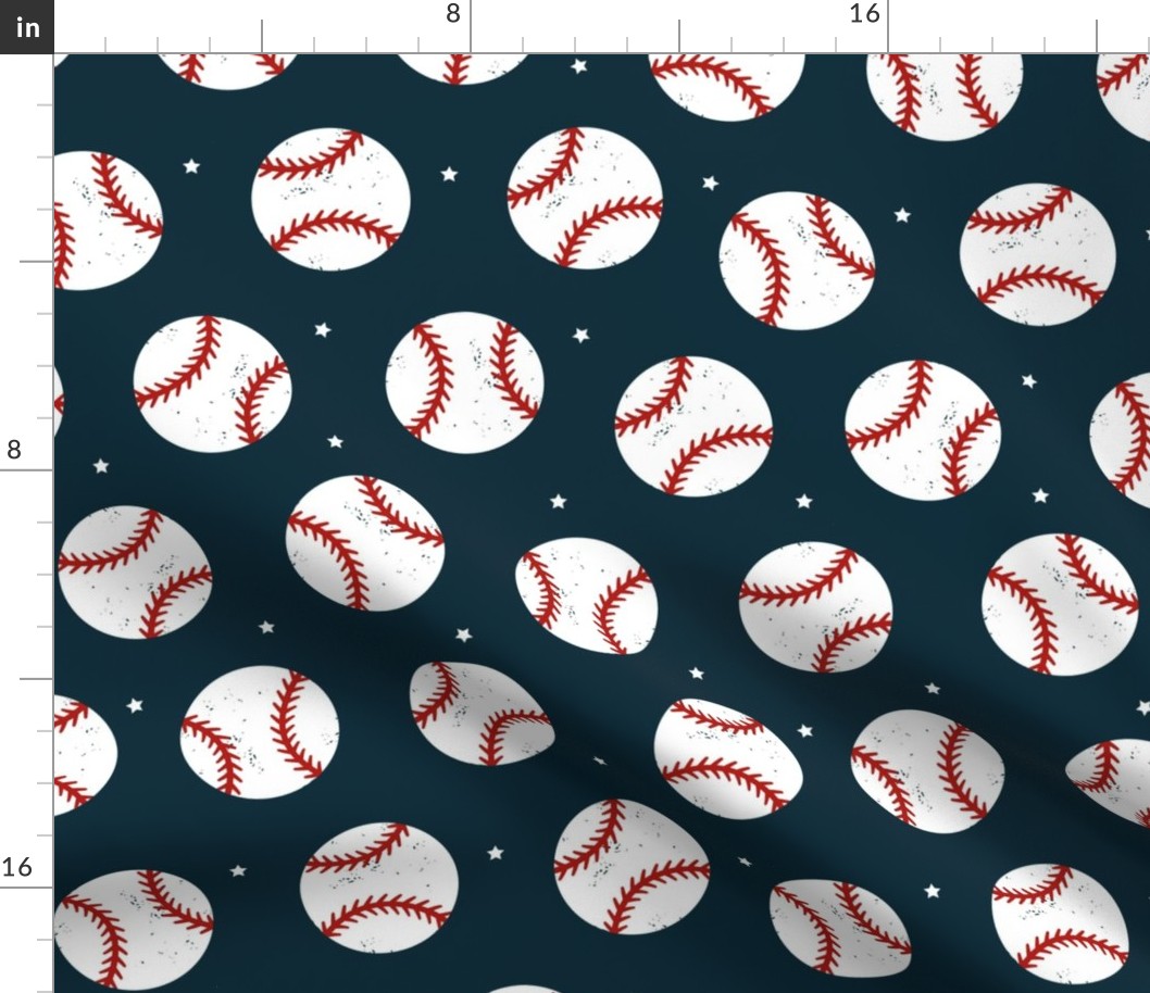 Baseball Dots - Red and White with Stars Large Navy