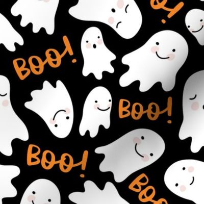 Cute Lil Ghosts - Black and Orange, Large Scale