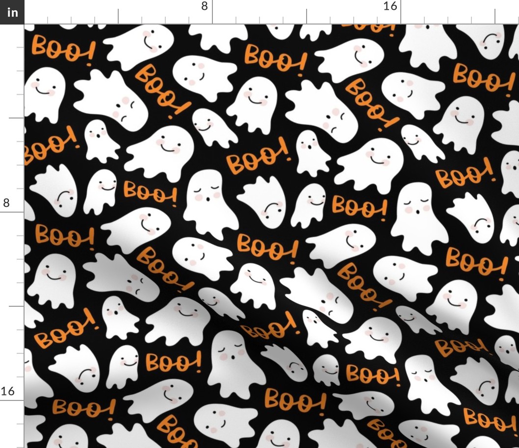 Cute Lil Ghosts - Black and Orange, Large Scale