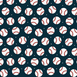 Baseball Dots - Red and White with Stars Medium Navy