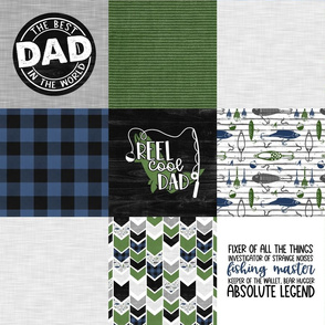 Fishing Dad//Blue & Green - Wholecloth Cheater Quilt